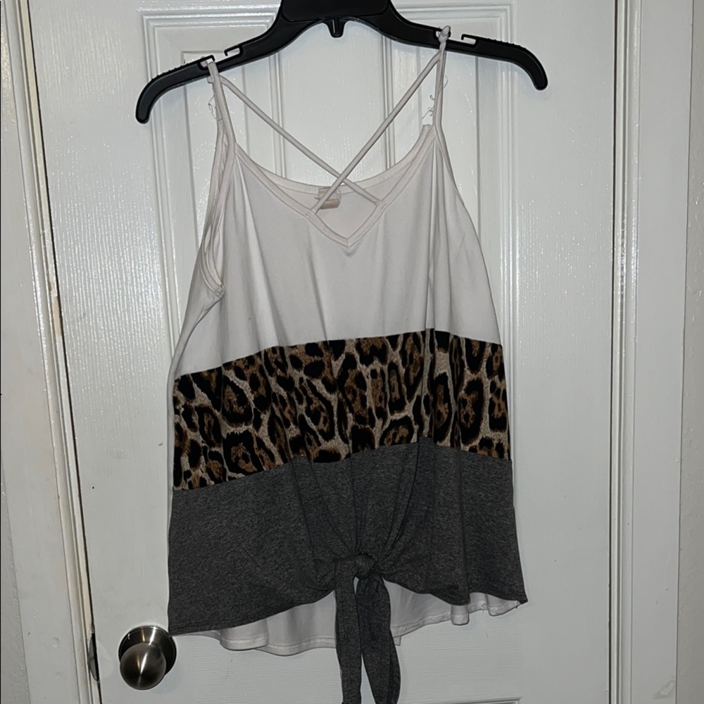 Cynthia Steffe White and Brown Tie Front Camisole